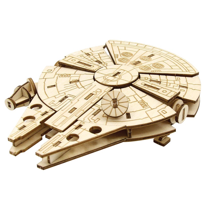 IncrediBuilds Star Wars Millennium Falcon 3D Wood Puzzle Model Figure Kit (61 Pcs) - Build & Paint A 3-D Movie Replica Toy - Officially Licensed - Easter Basket Stuffer Gift for Kids, Teens, Adults - Image 3